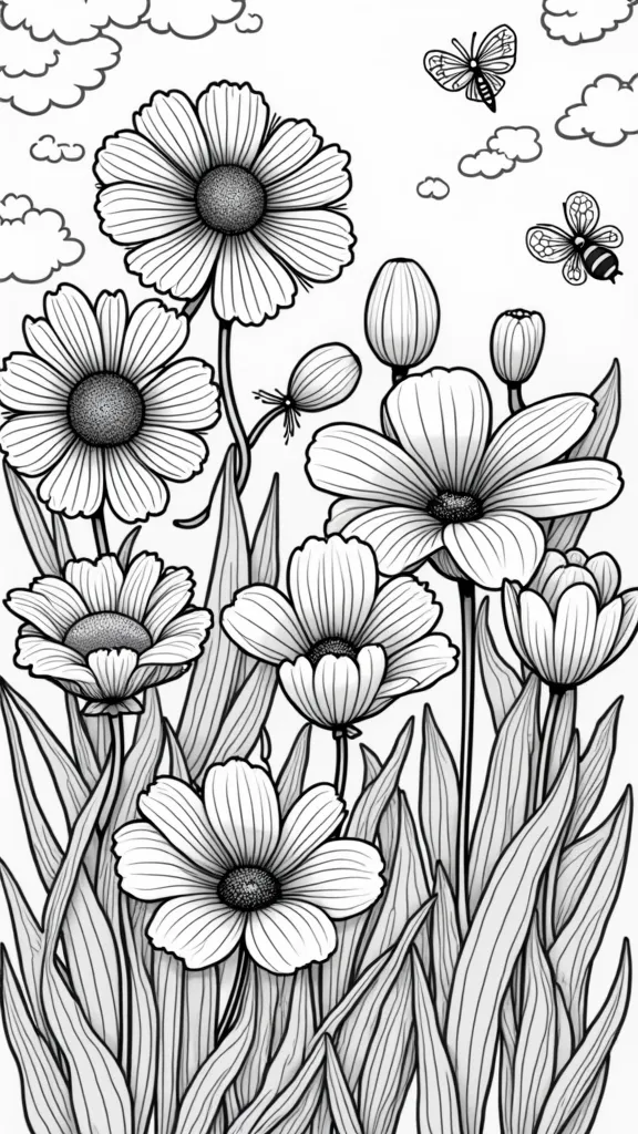 free printable spring flowers coloring pages